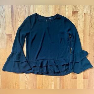 Elegant Black Flared Sleeve Blouse